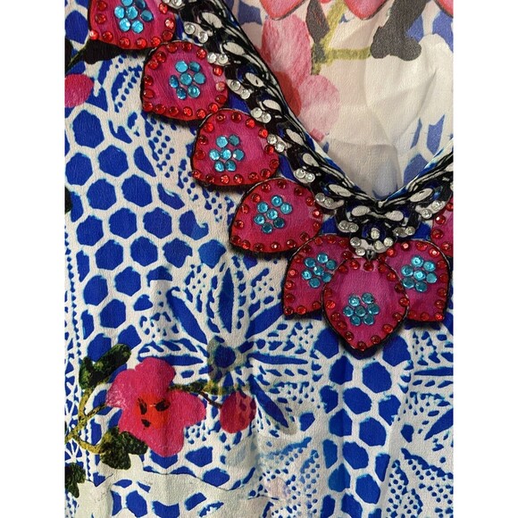 Sakkas Caftan Coverup Dress O/S Laisson Flowy Hi-Low/Top Rhinestone Boxy V-Neck - Picture 6 of 12